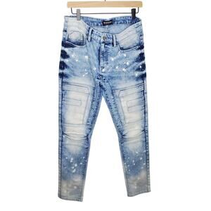 Southpole Acid Wash Bleached Distressed Jeans Skinny Mens 32 x 32 Y2K Light Wash